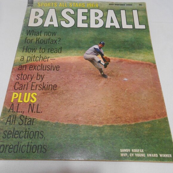 VTG MACO SPORTSMAN SERIES SPORTS ALL STAR 1964 BASEBALL MAGAZINE SANDY KOUFAX ⚾ - Picture 8 of 9